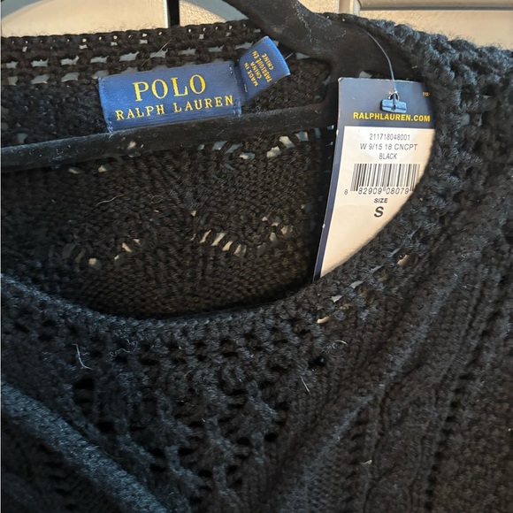 NWT Polo Ralph Lauren Black Cable Knit Top Retail $298 - Picture 4 of 6